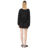 Pinko - Tailored Linen Line Shorts - Black - Trousers - Made in Italy - Luxury Exclusive Collection