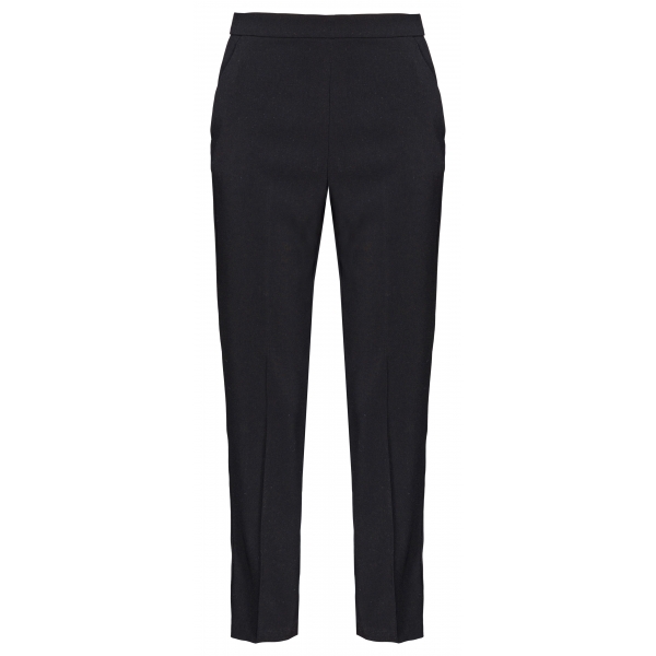 Pinko - Slim Trousers in Crêpe Stretch Fabric - Black - Trousers - Made in Italy - Luxury Exclusive Collection