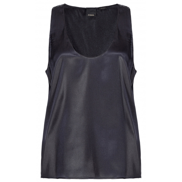 Pinko - Top in Satin di Seta Stretch - Nero - Top - Made in Italy - Luxury Exclusive Collection