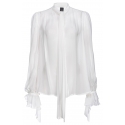 Pinko - Blusa con Collo a Fusciacca e Rouches - Bianco - Camicie - Made in Italy - Luxury Exclusive Collection