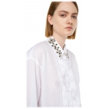 Pinko - Shirt with Plastron Detail with Pleats - White - Shirts - Made in Italy - Luxury Exclusive Collection