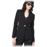 Pinko - Stretch Crepe Fabric Single breasted Blazer - Black - Jackets - Made in Italy - Luxury Exclusive Collection