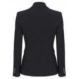 Pinko - Stretch Crepe Fabric Single breasted Blazer - Black - Jackets - Made in Italy - Luxury Exclusive Collection