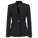 Pinko - Stretch Crepe Fabric Single breasted Blazer - Black - Jackets - Made in Italy - Luxury Exclusive Collection