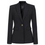 Pinko - Blazer Monopetto in Tessuto Crêpe Stretch - Nero - Giacche - Made in Italy - Luxury Exclusive Collection