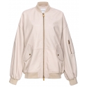 Pinko - Bomber in Pelle Vera con Chiusura a Zip - Beige - Giacche - Made in Italy - Luxury Exclusive Collection