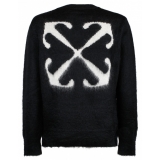 Off-White - Maglione in Misto Lana Mohair Bianco e Nero - Exclusive Luxury Collection