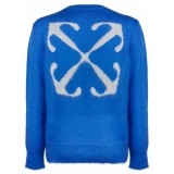 Off-White - Maglione in Misto Lana Mohair Bianco e Blu - Exclusive Luxury Collection