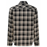 Off-White - Light Beige and Black Cotton Check Print Flannel Shirt - Exclusive Luxury Collection