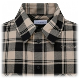 Off-White - Light Beige and Black Cotton Check Print Flannel Shirt - Exclusive Luxury Collection