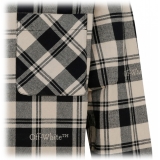 Off-White - Light Beige and Black Cotton Check Print Flannel Shirt - Exclusive Luxury Collection