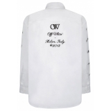 Off-White - White and Black Logo Embroidered Shirt - Exclusive Luxury Collection