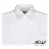 Off-White - White and Black Logo Embroidered Shirt - Exclusive Luxury Collection