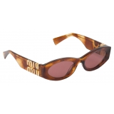 Miu Miu - Miu Miu Glimpse Sunglasses - Oval - Streaked Tobacco Etruscan - Sunglasses - Miu Miu Eyewear