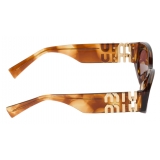 Miu Miu - Miu Miu Glimpse Sunglasses - Oval - Streaked Tobacco Etruscan - Sunglasses - Miu Miu Eyewear