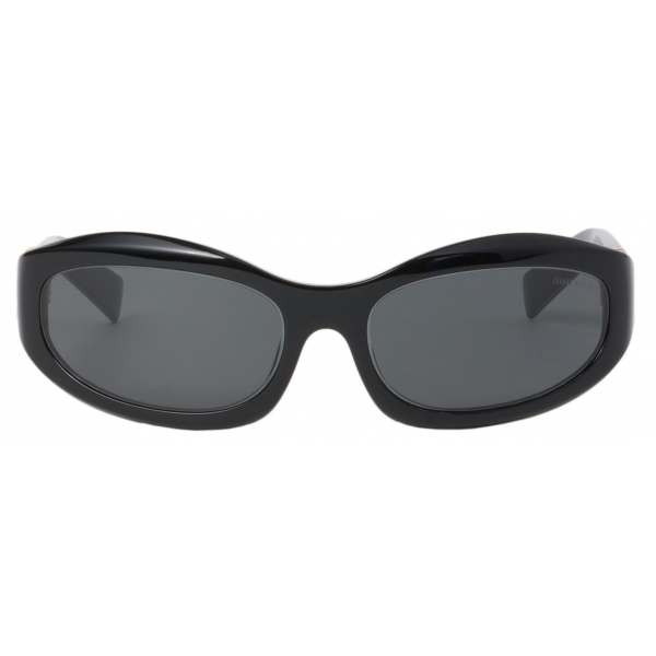 Miu Miu - Miu Miu Glimpse Sunglasses - Oval - Black Slate Gray - Sunglasses - Miu Miu Eyewear