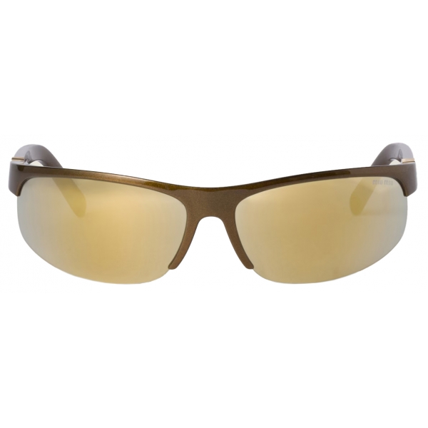 Miu Miu - Miu Miu Runway Sunglasses - Shield - Metallic Rust Brown Gold - Sunglasses - Miu Miu Eyewear