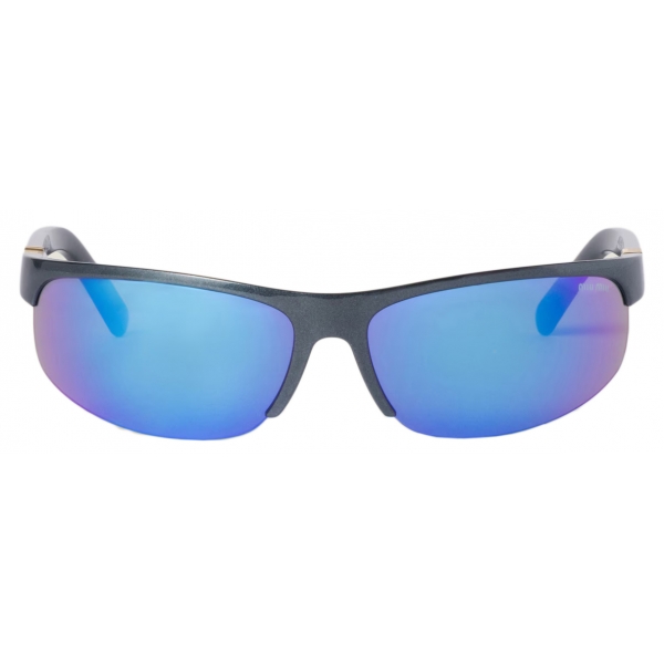 Miu Miu - Miu Miu Runway Sunglasses - Shield - Metallic Aviator Blue Mirrored Cyan - Sunglasses - Miu Miu Eyewear