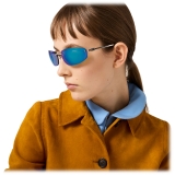 Miu Miu - Occhiali Miu Miu Runway - Maschera - Acciaio Ciano Specchiate - Occhiali da Sole - Miu Miu Eyewear