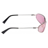 Miu Miu - Miu Miu Runway Sunglasses - Shield - Steel Gray Mirrored Begonia - Sunglasses - Miu Miu Eyewear