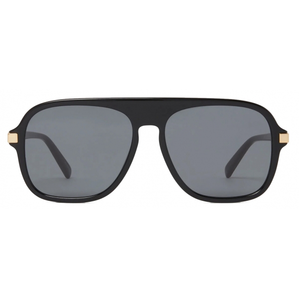 Stella McCartney - Occhiali da Sole dal Bordo Dritto - Nero Lucido Oro - Occhiali da Sole - Stella McCartney Eyewear