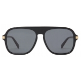 Stella McCartney - Occhiali da Sole dal Bordo Dritto - Nero Lucido Oro - Occhiali da Sole - Stella McCartney Eyewear