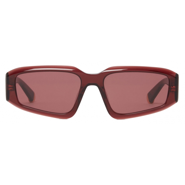 Stella McCartney - Abstract Rectangle Sunglasses - Glossy Dark Wine and Gold - Sunglasses - Stella McCartney