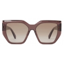 Stella McCartney - Chunky Square Cat Eye Sunglasses - Glossy Dark Chocolate and Gold - Sunglasses - Stella McCartney