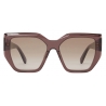 Stella McCartney - Occhiali da Sole Quadrati Spessi Cat Eye - Cioccolato Scuro Lucido e Oro - Occhiali da Sole