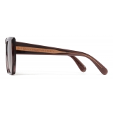 Stella McCartney - Chunky Square Cat Eye Sunglasses - Glossy Dark Chocolate and Gold - Sunglasses - Stella McCartney