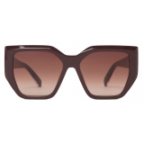 Stella McCartney - Chunky Square Cat Eye Sunglasses - Translucent Dark Chocolate and Gold - Sunglasses - Stella