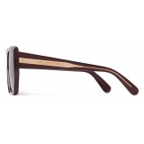 Stella McCartney - Chunky Square Cat Eye Sunglasses - Translucent Dark Chocolate and Gold - Sunglasses - Stella