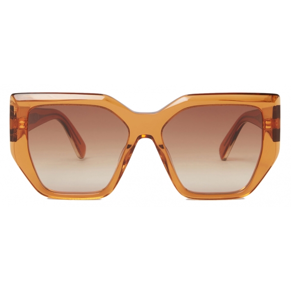 Stella McCartney - Chunky Square Cat Eye Sunglasses - Translucent Honey and Gold - Sunglasses - Stella McCartney