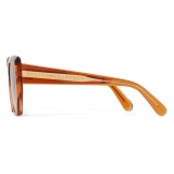 Stella McCartney - Chunky Square Cat Eye Sunglasses - Translucent Honey and Gold - Sunglasses - Stella McCartney