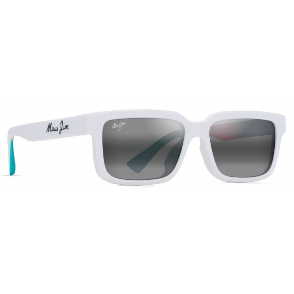 Maui Jim - Hiapo Asian Fit - Matte White Neutral Grey - Polarized Rectangular Sunglasses