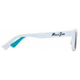 Maui Jim - Hiapo Asian Fit - Bianco Opaco Grigio Neutro - Occhiali da Sole Polarizzati Rettangolari