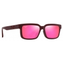 Maui Jim - Hiapo Asian Fit - Matte Burgundy MAUI Sunrise - Polarized Rectangular Sunglasses