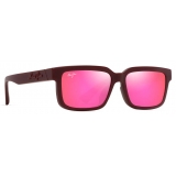 Maui Jim - Hiapo Asian Fit - Matte Burgundy MAUI Sunrise - Polarized Rectangular Sunglasses