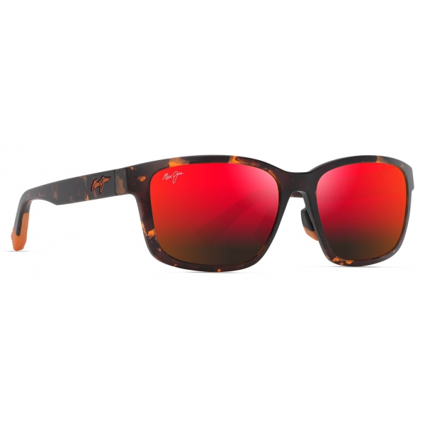 Maui Jim - Lehiwa Asian Fit - Matte Dark Havana Hawaii Lava™ - Polarized Rectangular Sunglasses