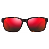 Maui Jim - Lehiwa Asian Fit - Matte Dark Havana Hawaii Lava™ - Polarized Rectangular Sunglasses