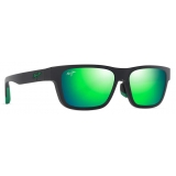 Maui Jim - Keola - Nero Opaco MAUIGreen® - Occhiali da Sole Polarizzati Rettangolari - Maui Jim