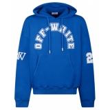 Off-White - Felpa con Cappuccio Stampata da Football Blu - Exclusive Luxury Collection