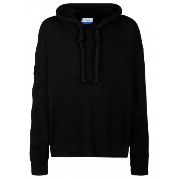 Off-White - Black 3D Diag Knit Hoodie - Exclusive Luxury Collection