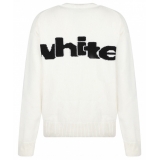 Off-White - Maglione con Logo Intarsiato Bianco Panna - Exclusive Luxury Collection