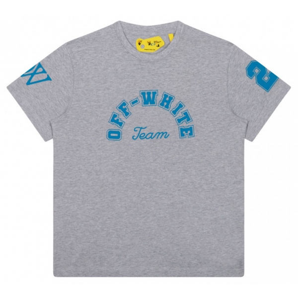 Off-White - T-Shirt Melange Grigio e Blu - Exclusive Luxury Collection