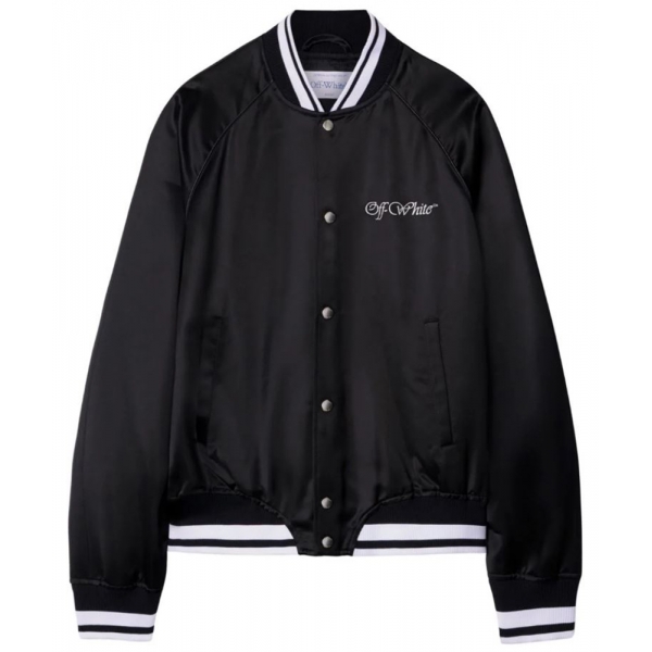 Off-White - Black College Sateen Souvenir Jacket - Exclusive Luxury Collection