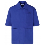 Off-White - Cobalt Blue Cotton Embroidered Logo Shirt - Exclusive Luxury Collection