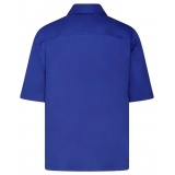 Off-White - Cobalt Blue Cotton Embroidered Logo Shirt - Exclusive Luxury Collection