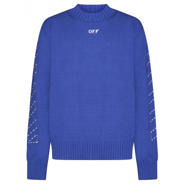 Off-White - Maglione Ricamato con Frecce Blu - Exclusive Luxury Collection