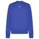 Off-White - Maglione Ricamato con Frecce Blu - Exclusive Luxury Collection